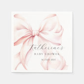 ピンクボーエレガントベビーブライダルシャワー スタンダードカクテルナプキン (正面)