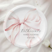ピンクボーエレガントベビーブライダルシャワー ペーパープレート