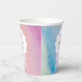 ピンクボーエレガントレインボーウォーターカラーファースト誕生日 紙コップ (右)
