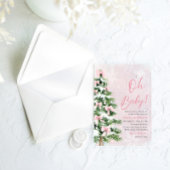 ピンクボーガールクリスマスツリーああベビー赤ちゃんシャワー アクリル招待状