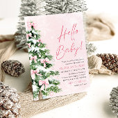 ピンクボーガールクリスマスハローベビーベビーシャワー 招待状