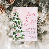 ピンクボーガールクリスマスハローベビーベビーシャワー 招待状