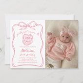 ピンクボーガールズジャストワンフォトジェイ誕生日 招待状 (正面)