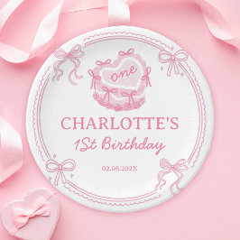 ピンクボーガールズジャストワンワン誕生日 ペーパープレート