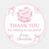 ピンクボーガールズジャストワンワン誕生日 ラウンドシール (正面)