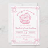 ピンクボーガールズジャストワンワン誕生日 招待状 (正面)