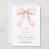 ピンクボーガールズ《キリスト教》洗礼式や命名式コケット 招待状 (正面)