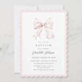 ピンクボーガールバプテスマ招待状 招待状 (正面)