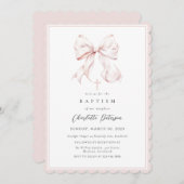 ピンクボーガールバプテスマ招待状 招待状 (正面/裏面)