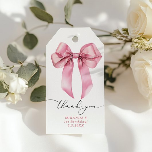ピンクボーガールバースデーパ感謝していーティー ギフトタグ