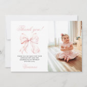ピンクボーガールファースト誕生日フラットサンキューカード サンキューカード (正面)