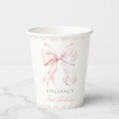 ピンクボーガールファースト誕生日紙カップ 紙コップ (裏面)