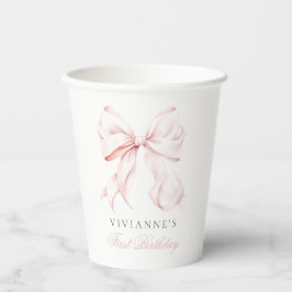 ピンクボーガールファースト誕生日紙カップ 紙コップ