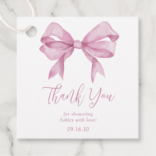 ピンクボーガールベビーシャワーありがとう フェイバータグ (正面)