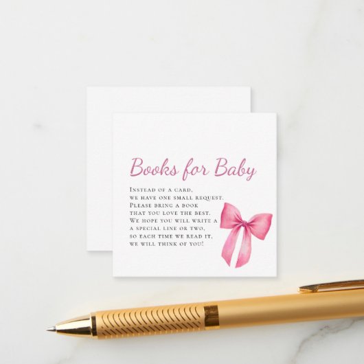 ピンクボーガールベビーシャワー エンクロージャーカード (正面/裏面インサイチュ)