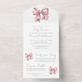 ピンクボーガールベビーシャワー オールインワン招待状 (内側)