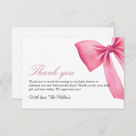 ピンクボーガールベビーシャワー サンキューカード