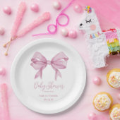 ピンクボーガールベビーシャワー ペーパープレート (パーティー)