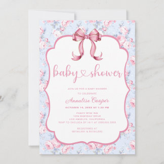 ピンクボーガールベビーシャワー 招待状