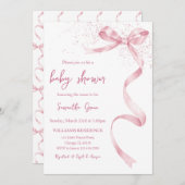 ピンクボーガールベビーシャワー 招待状 (正面/裏面)