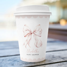 ピンクボーガールベビーシャワー 紙コップ