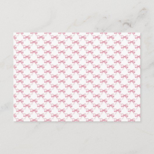 ピンクボーガールリボンベビーシャワーおむつラッフル エンクロージャーカード (裏面)