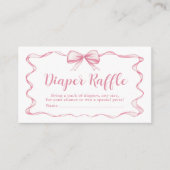 ピンクボーガールリボンベビーシャワーおむつラッフル エンクロージャーカード (正面)