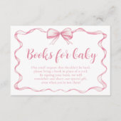 ピンクボーガールリボンベビーシャワーブックベビー エンクロージャーカード (正面)