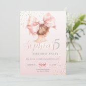 ピンクボーガール誕生日招待状名門私立校風のウォータースコロ 招待状 (スタンド正面)