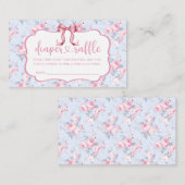 ピンクボーガール赤ちゃんシャワーおむつラッフル エンクロージャーカード (正面/裏面)