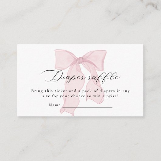ピンクボーガール赤ちゃんシャワーおむつラッフル エンクロージャーカード (正面)