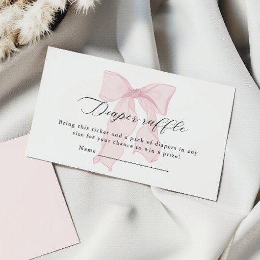 ピンクボーガール赤ちゃんシャワーおむつラッフル エンクロージャーカード