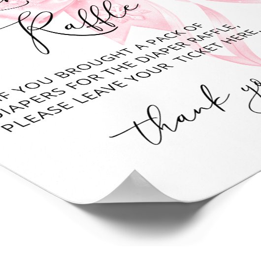 ピンクボーガール赤ちゃんシャワーおむつラッフル ポスター (角)