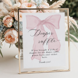 ピンクボーガール赤ちゃんシャワーおむつラッフル ポスター