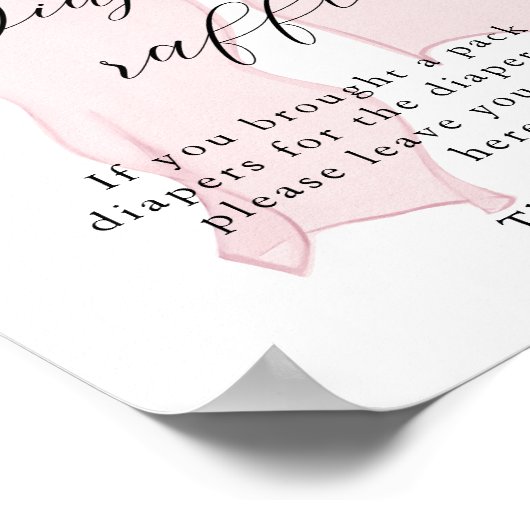 ピンクボーガール赤ちゃんシャワーおむつラッフル ポスター (角)