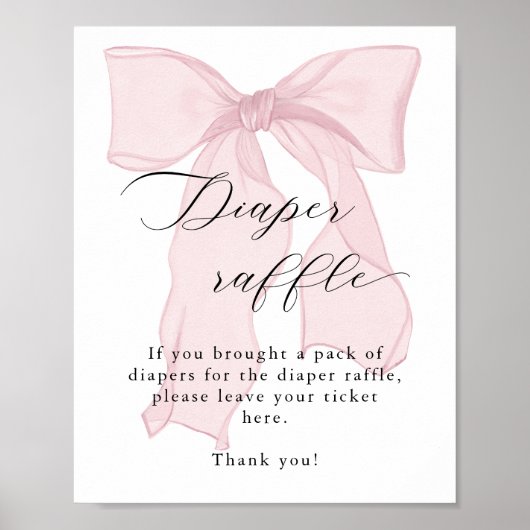 ピンクボーガール赤ちゃんシャワーおむつラッフル ポスター (正面)