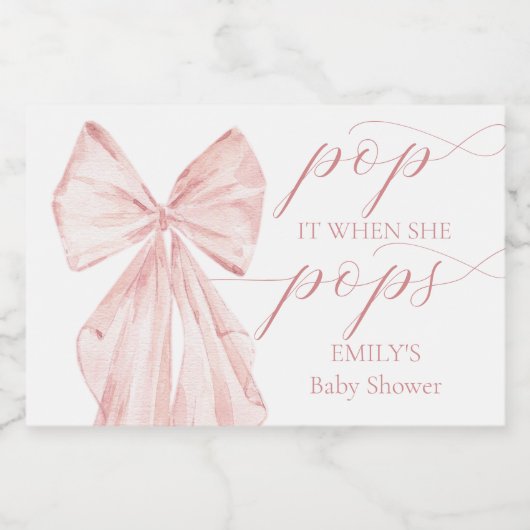 ピンクボーガール赤ちゃんシャワーの好意 スパークリングワインラベル (シングルラベル)