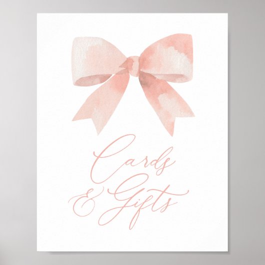 ピンクボーガール赤ちゃんシャワーカードとギフトサイン ポスター (正面)