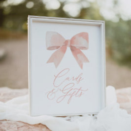 ピンクボーガール赤ちゃんシャワーカードとギフトサイン ポスター