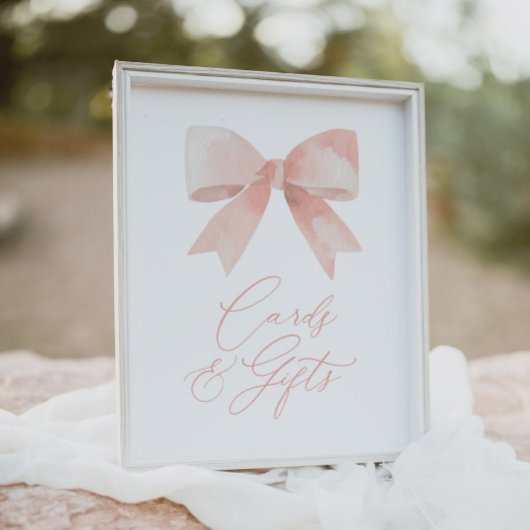 ピンクボーガール赤ちゃんシャワーカードとギフトサイン ポスター