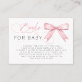 ピンクボーガール赤ちゃんシャワーブックリクエスト エンクロージャーカード (正面)