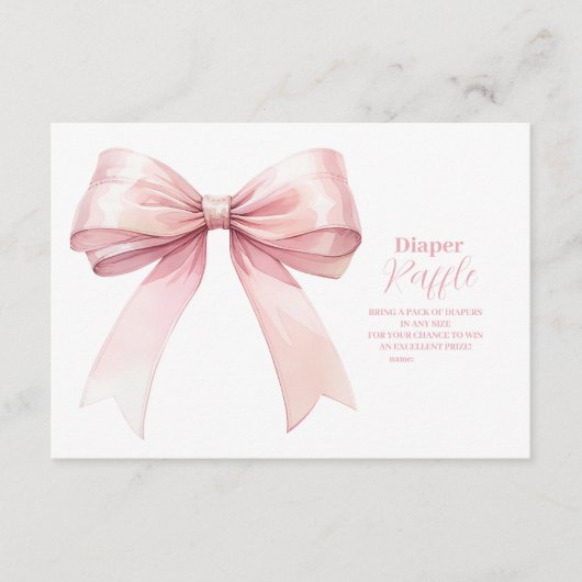 ピンクボーガール赤ちゃんシャワーラッフルおむつ エンクロージャーカード (正面)