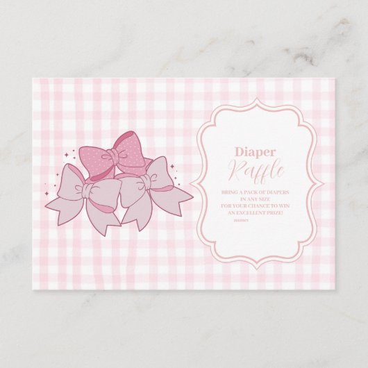 ピンクボーガール赤ちゃんシャワーラッフルおむつ エンクロージャーカード (正面)