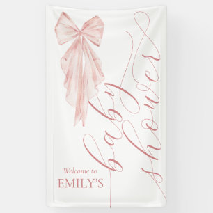 ピンクボーガール赤ちゃんシャワーリボン垂直 横断幕