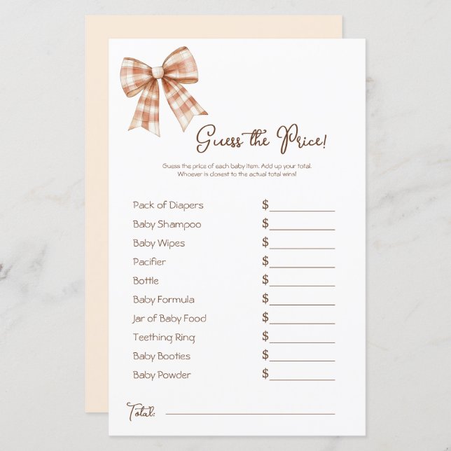 ピンクボーガール赤ちゃんシャワー価格推測 (正面/裏面)