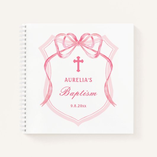 ピンクボークレストバプティスゲストブック ノートブック (正面)