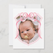 ピンクボークレストバプテスマサンキューカード 招待状 (正面)