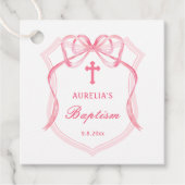 ピンクボークレストバプテスマメッセージカード フェイバータグ (正面)