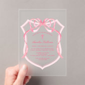 ピンクボークレストバプテスマ アクリル招待状 (インサイチュ (ポータブル))