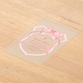 ピンクボークレストバプテスマ アクリル招待状 (レイダウン)